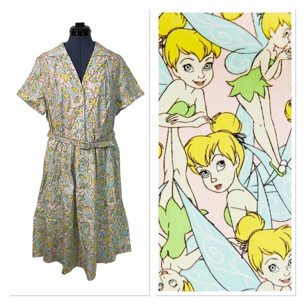 Torrid Disney Tinkerbell Peter Pan Retro Swing Dress Cotton Midi Belted 16 NEW
